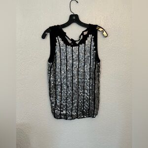NWT Tory Burch Black and Silver Sequin Women's Top